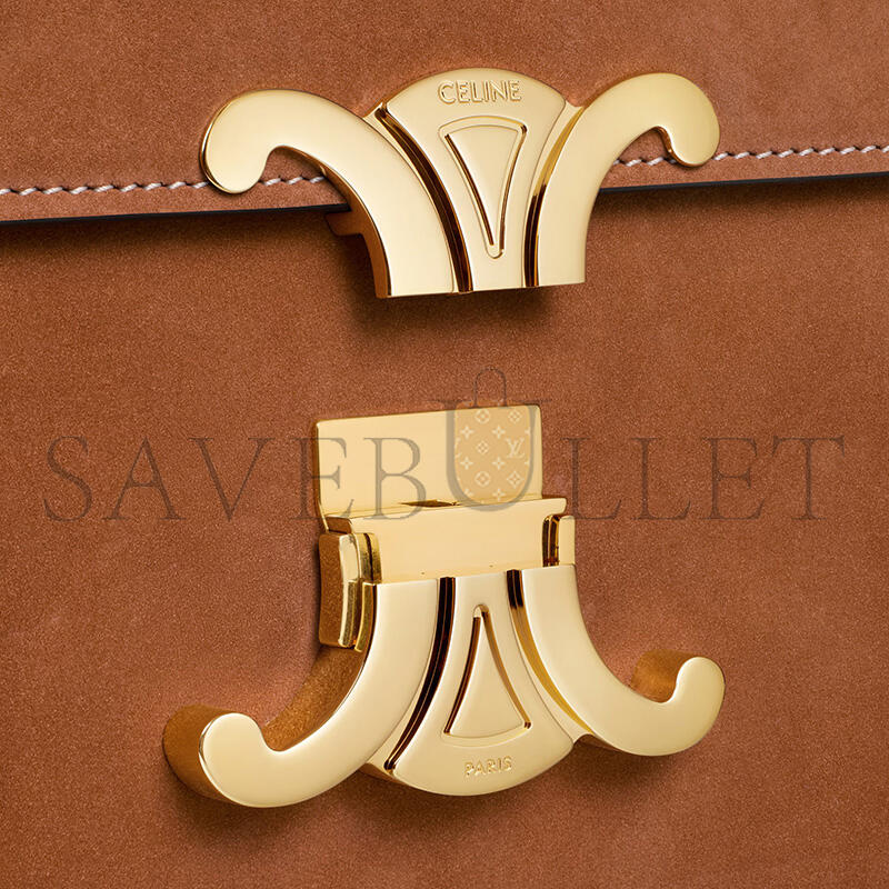 Ce1i*e teen triomphe bag in nubuck calfskin 188423gr5.02cm (18.5*13.5*7cm)